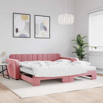 Divano Letto Estraibile con Materassi Rosa 100x200 cm Velluto - homemem39