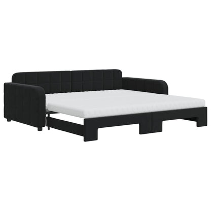 Divano Letto Estraibile con Materassi Nero 100x200 cm Velluto - homemem39