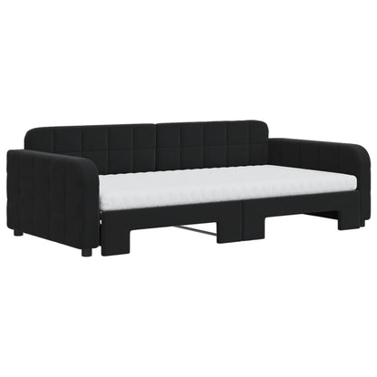 Divano Letto Estraibile con Materassi Nero 100x200 cm Velluto - homemem39