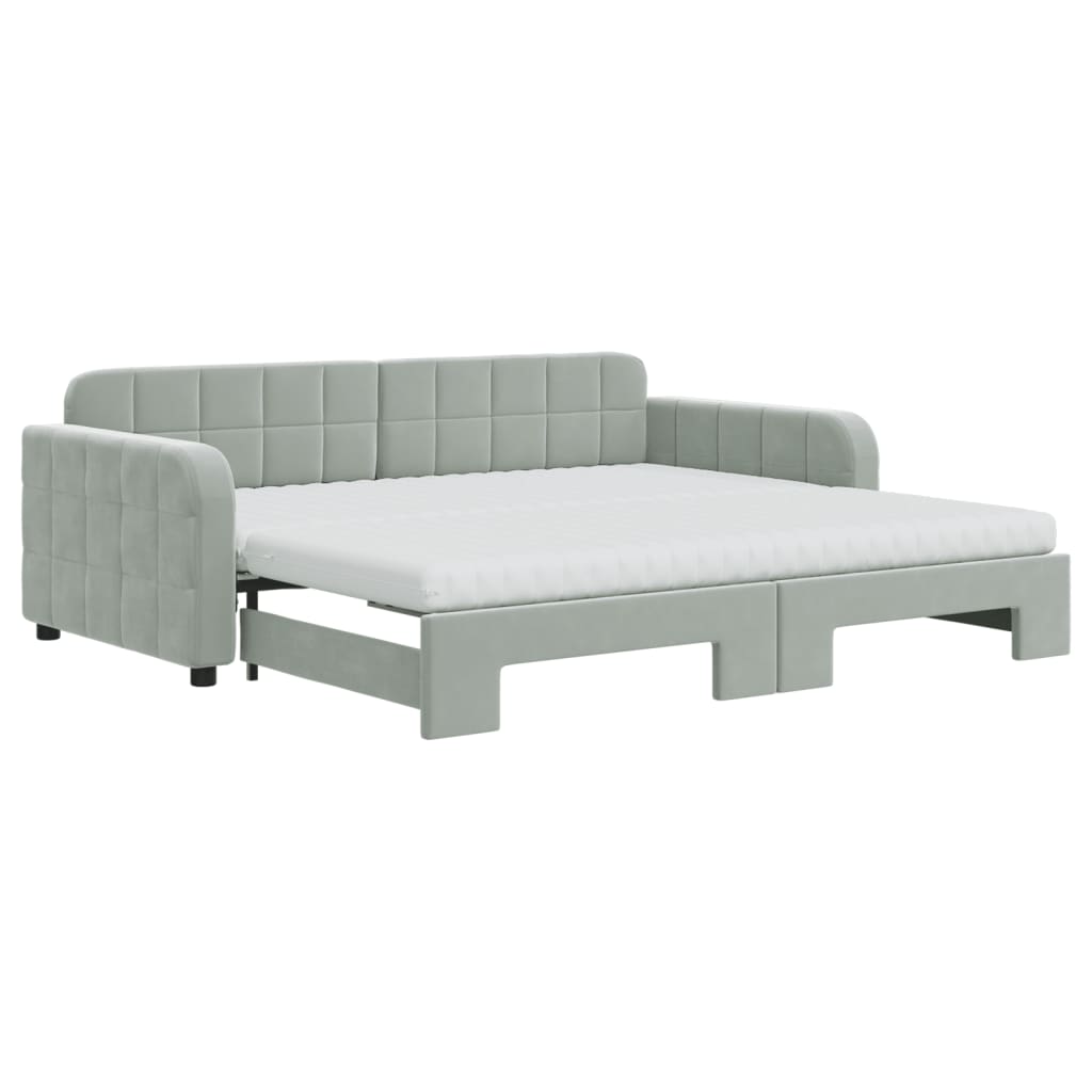 Divano Letto Estraibile Materassi Grigio Chiaro 90x190 Velluto