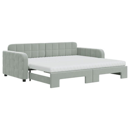 Divano Letto Estraibile Materassi Grigio Chiaro 90x190 Velluto