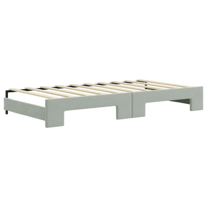 Divano Letto Estraibile Materassi Grigio Chiaro 90x190 Velluto