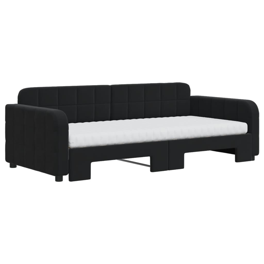 Divano Letto Estraibile con Materassi Nero 90x190 cm Velluto - homemem39
