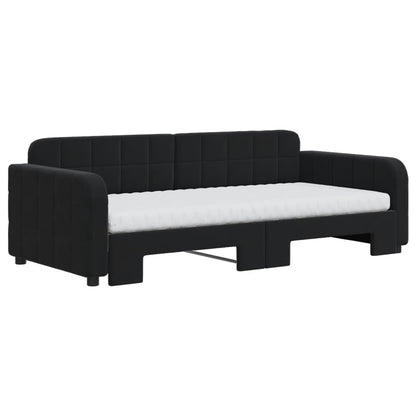 Divano Letto Estraibile con Materassi Nero 90x190 cm Velluto - homemem39