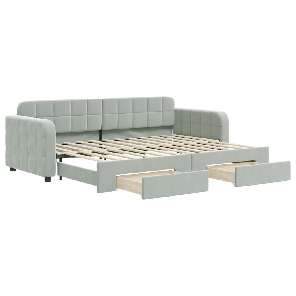 Divano Letto Estraibile Cassetti Grigio Chiaro 80x200cm Velluto - homemem39