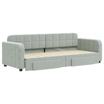 Divano Letto Estraibile Cassetti Grigio Chiaro 80x200cm Velluto - homemem39