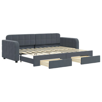 Divano Letto Estraibile Cassetti Grigio Scuro 80x200cm Velluto - homemem39