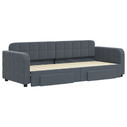 Divano Letto Estraibile Cassetti Grigio Scuro 80x200cm Velluto - homemem39