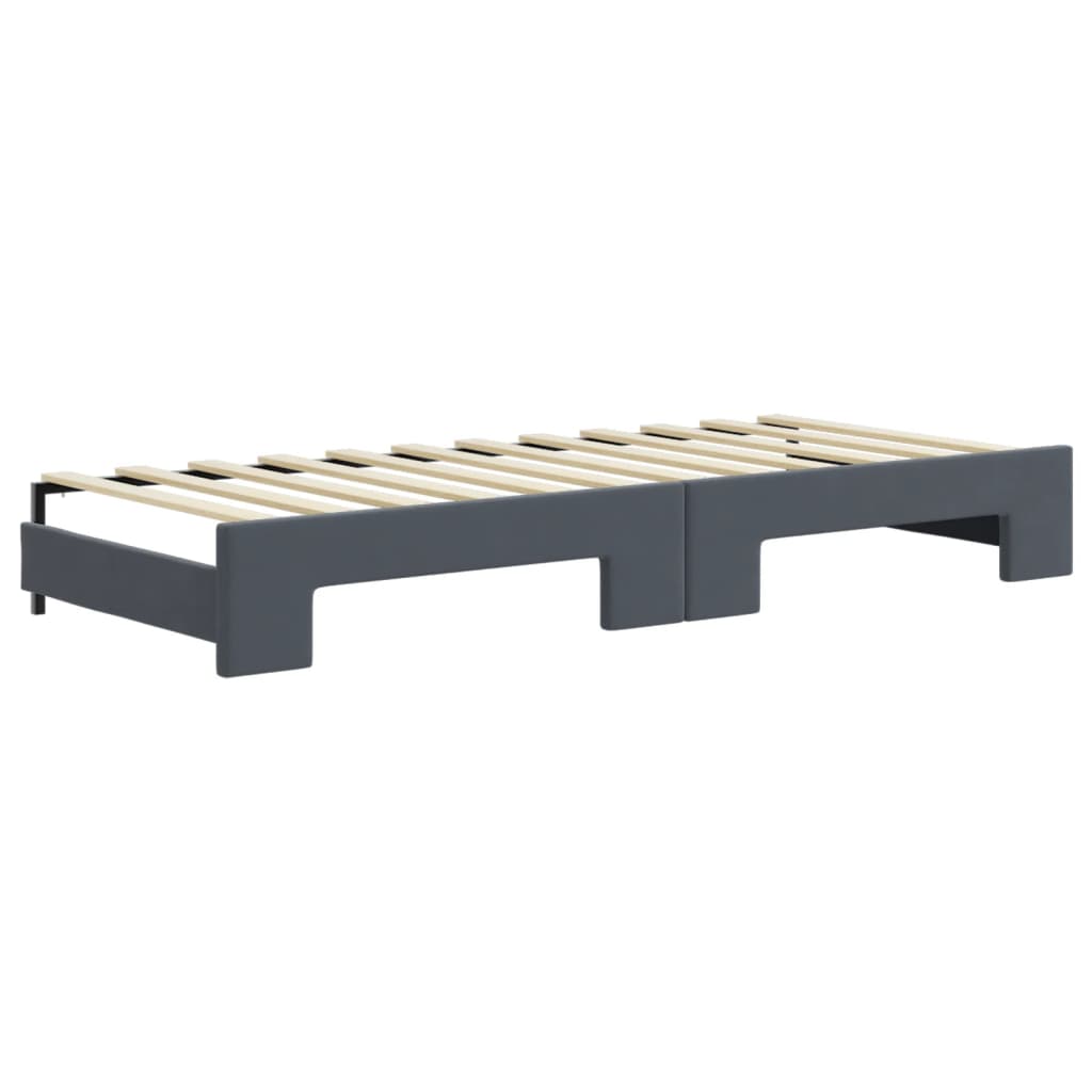 Divano Letto Estraibile Cassetti Grigio Scuro 80x200cm Velluto - homemem39
