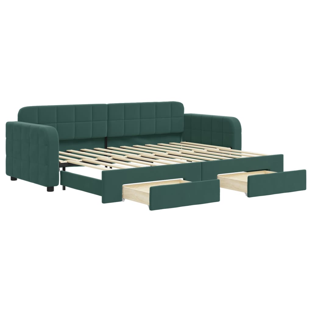 Divano Letto Estraibile Cassetti Verde Scuro 80x200cm Velluto - homemem39