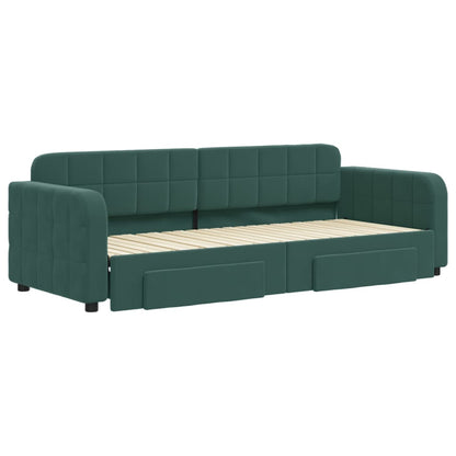 Divano Letto Estraibile Cassetti Verde Scuro 80x200cm Velluto - homemem39