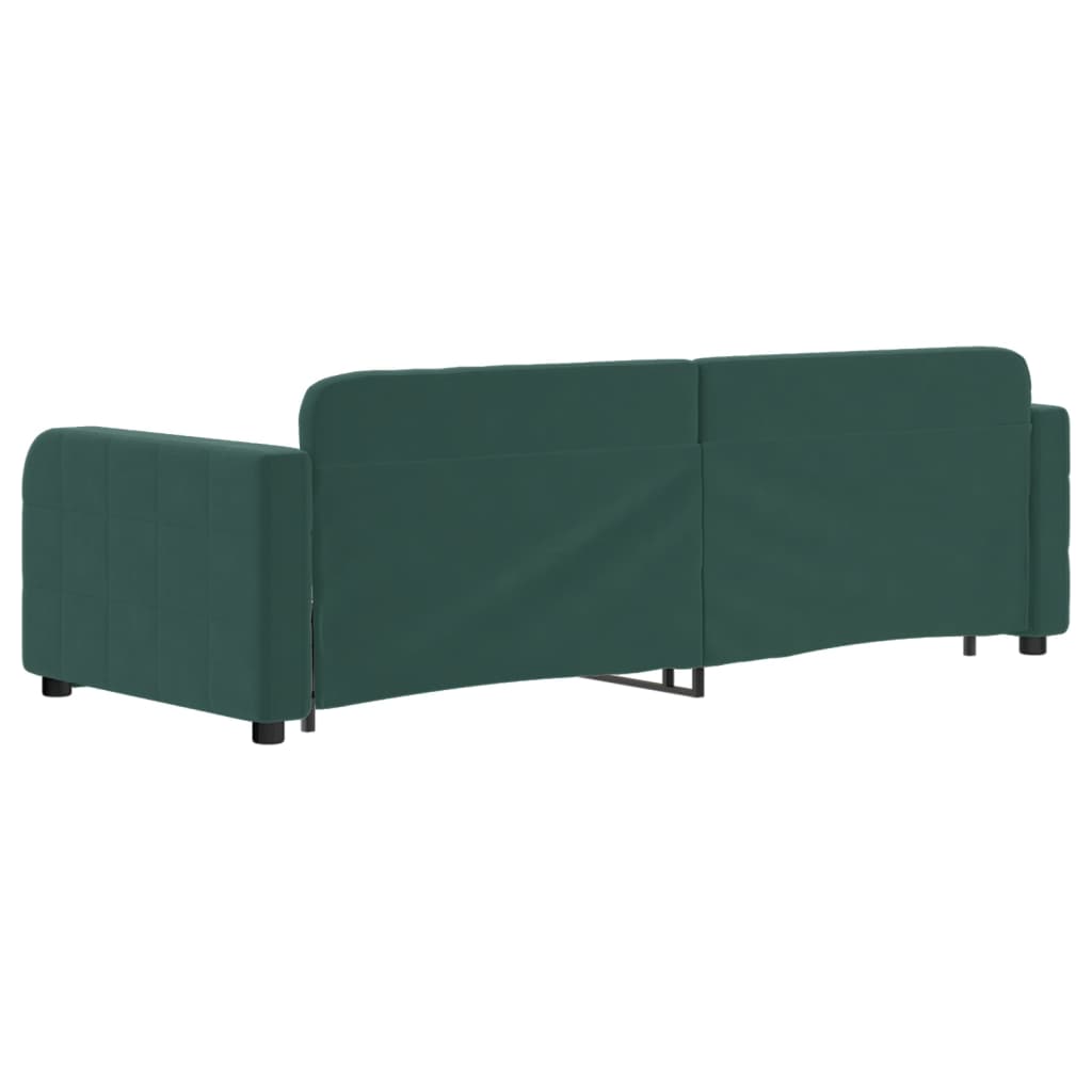 Divano Letto Estraibile Cassetti Verde Scuro 80x200cm Velluto - homemem39