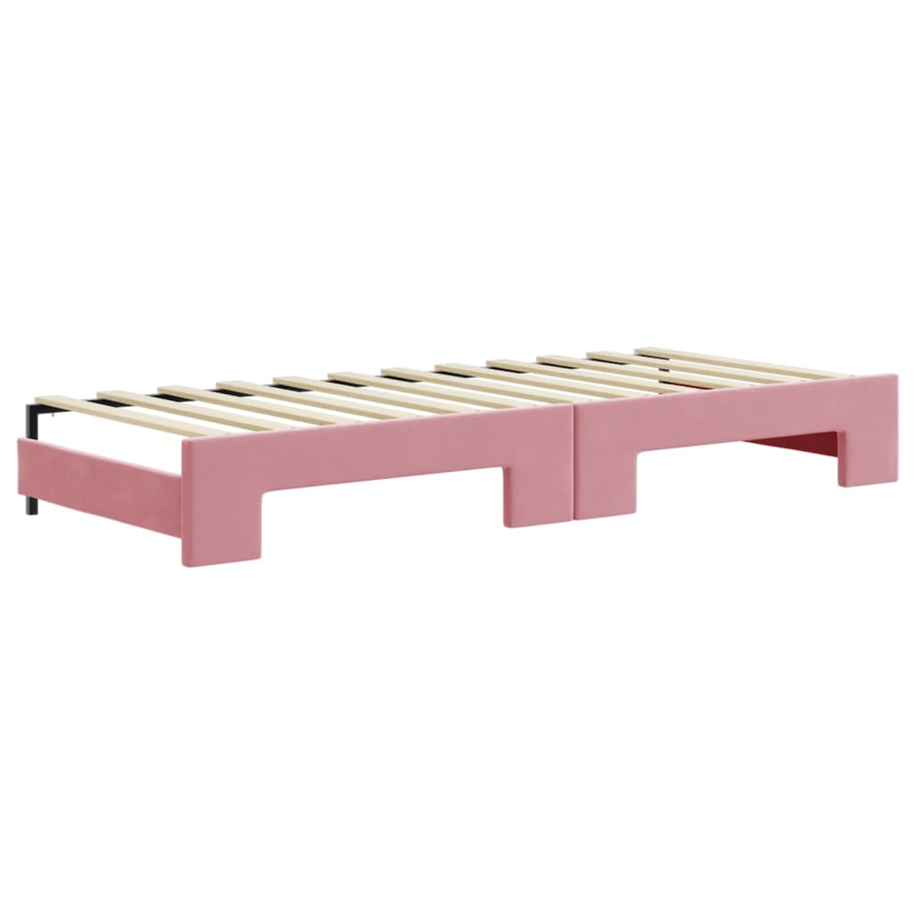 Divano Letto Estraibile con Cassetti Rosa 80x200 cm Velluto - homemem39
