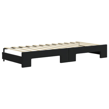 Divano Letto Estraibile con Cassetti Nero 80x200 cm in Velluto | homemem39