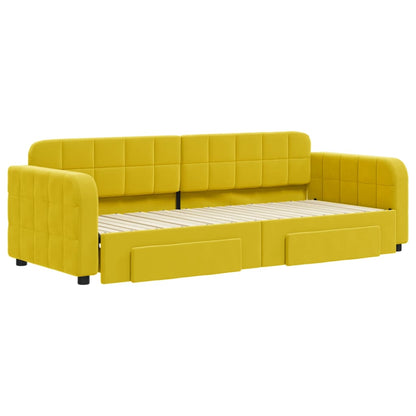 Divano Letto Estraibile con Cassetti Giallo 80x200cm in Velluto - homemem39