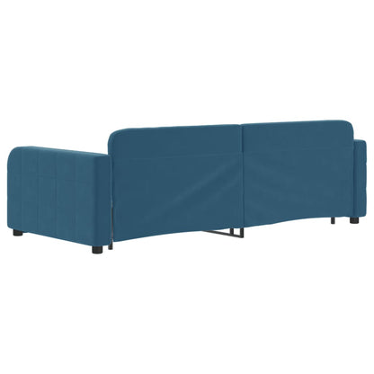 Divano Letto Estraibile con Cassetti Blu 90x200 cm in Velluto - homemem39