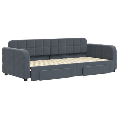 Divano Letto Estraibile Cassetti Grigio Scuro 90x200cm Velluto - homemem39