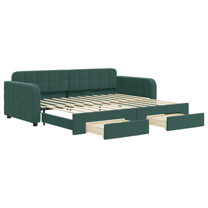 Divano Letto Estraibile Cassetti Verde Scuro 90x200cm Velluto - homemem39