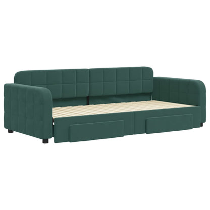 Divano Letto Estraibile Cassetti Verde Scuro 90x200cm Velluto - homemem39