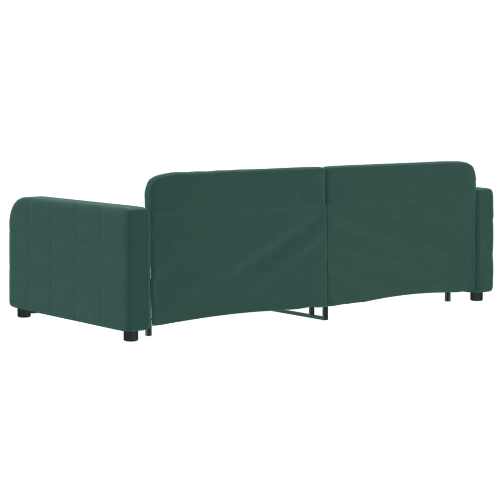 Divano Letto Estraibile Cassetti Verde Scuro 90x200cm Velluto - homemem39