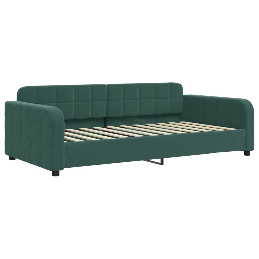 Divano Letto Estraibile Cassetti Verde Scuro 90x200cm Velluto - homemem39