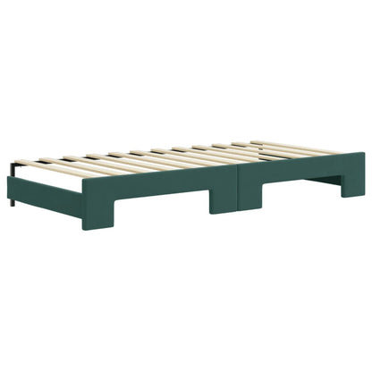 Divano Letto Estraibile Cassetti Verde Scuro 90x200cm Velluto - homemem39