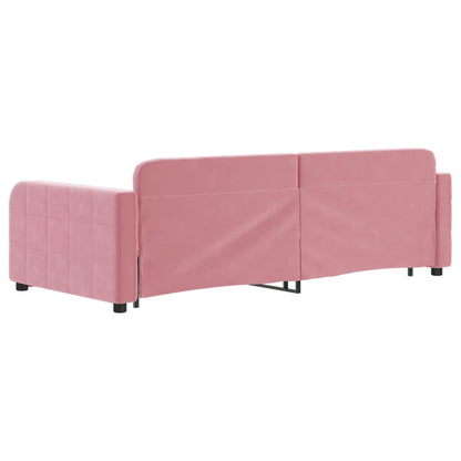 Divano Letto Estraibile con Cassetti Rosa 90x200 cm Velluto - homemem39