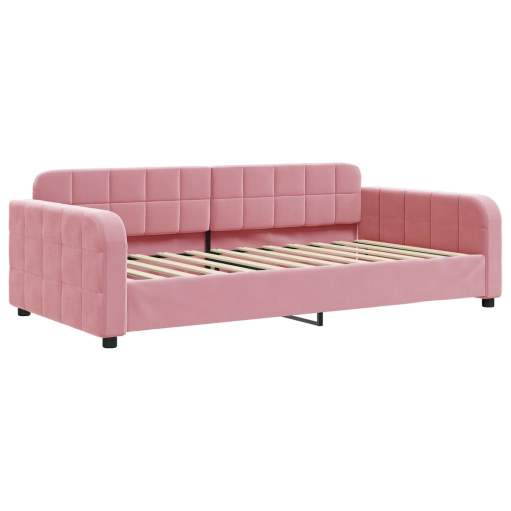 Divano Letto Estraibile con Cassetti Rosa 90x200 cm Velluto - homemem39