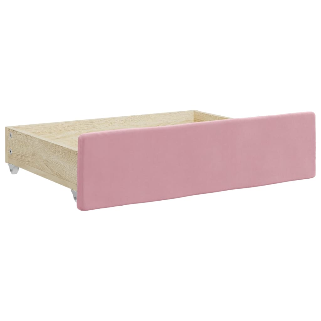 Divano Letto Estraibile con Cassetti Rosa 90x200 cm Velluto - homemem39