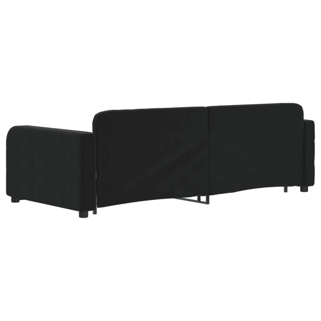 Divano Letto Estraibile con Cassetti Nero 90x200 cm in Velluto - homemem39