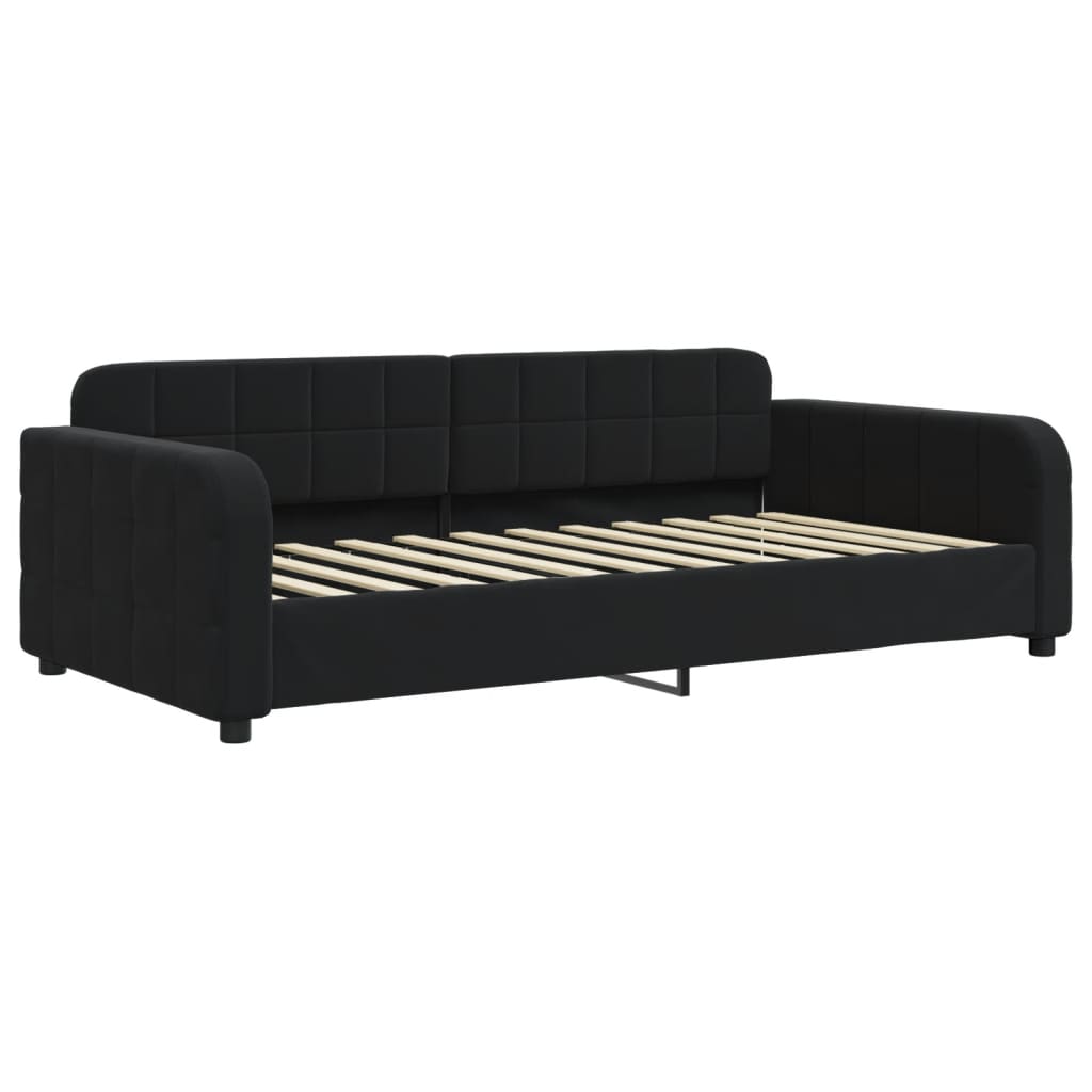 Divano Letto Estraibile con Cassetti Nero 90x200 cm in Velluto - homemem39