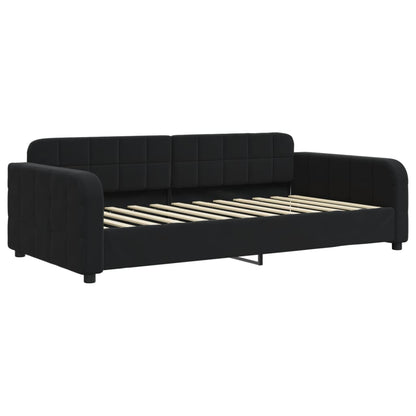 Divano Letto Estraibile con Cassetti Nero 90x200 cm in Velluto - homemem39