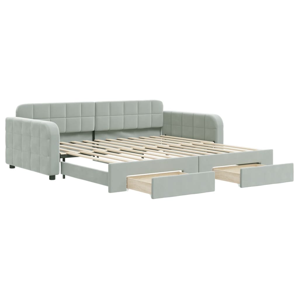 Divano Letto Estraibile Cassetti Grigio Chiaro 100x200 Velluto - homemem39