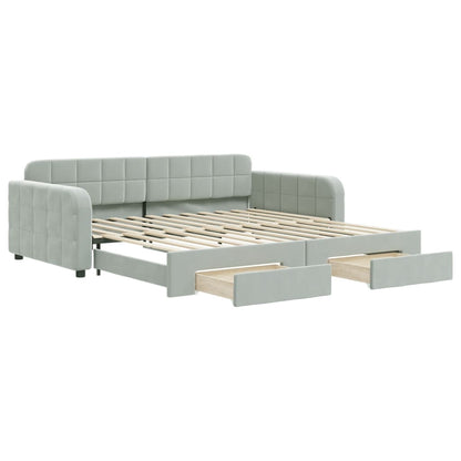 Divano Letto Estraibile Cassetti Grigio Chiaro 100x200 Velluto - homemem39