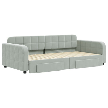 Divano Letto Estraibile Cassetti Grigio Chiaro 100x200 Velluto - homemem39