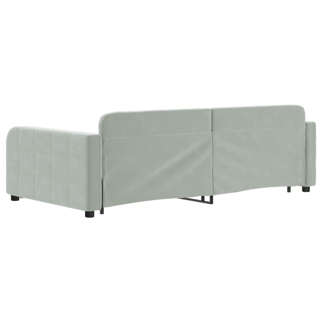 Divano Letto Estraibile Cassetti Grigio Chiaro 100x200 Velluto - homemem39