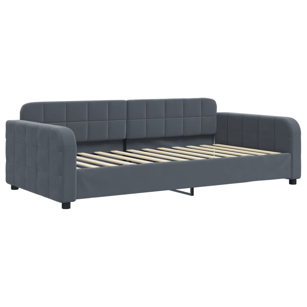 Divano Letto Estraibile Cassetti Grigio Scuro 100x200cm Velluto - homemem39