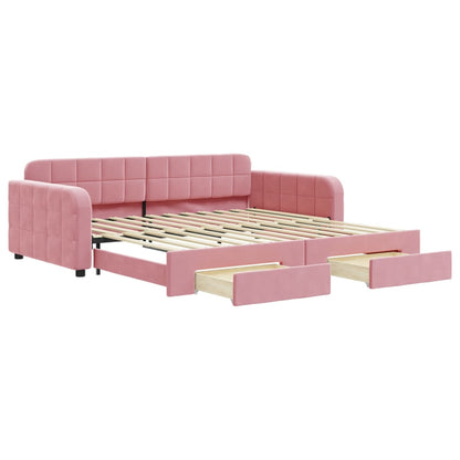 Divano Letto Estraibile con Cassetti Rosa 100x200 cm Velluto - homemem39