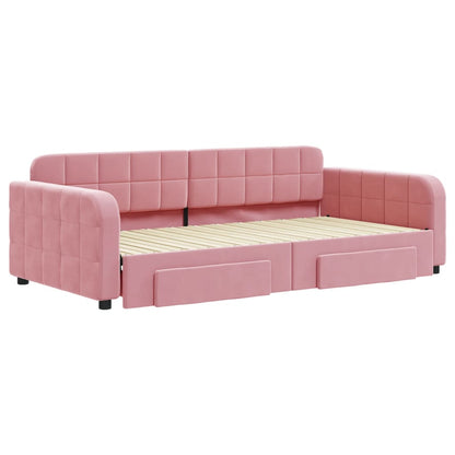 Divano Letto Estraibile con Cassetti Rosa 100x200 cm Velluto - homemem39