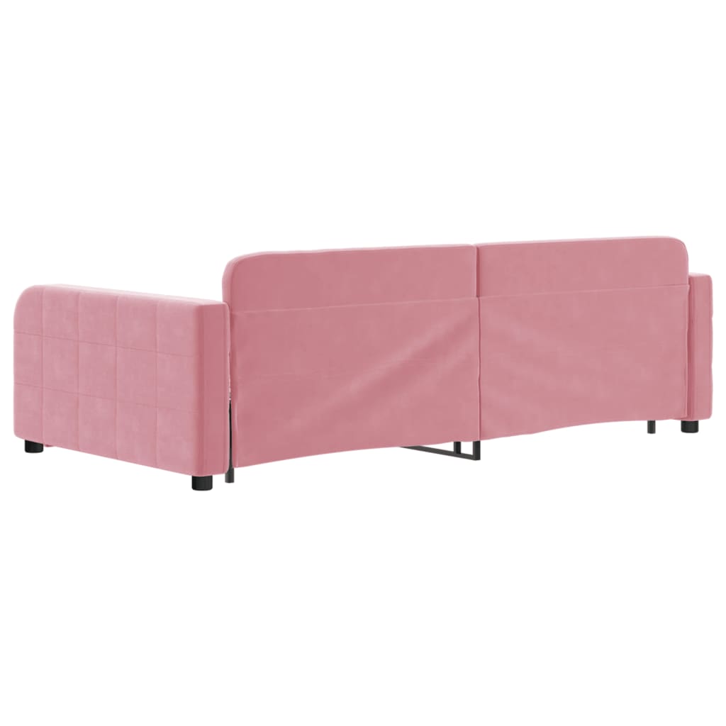 Divano Letto Estraibile con Cassetti Rosa 100x200 cm Velluto - homemem39