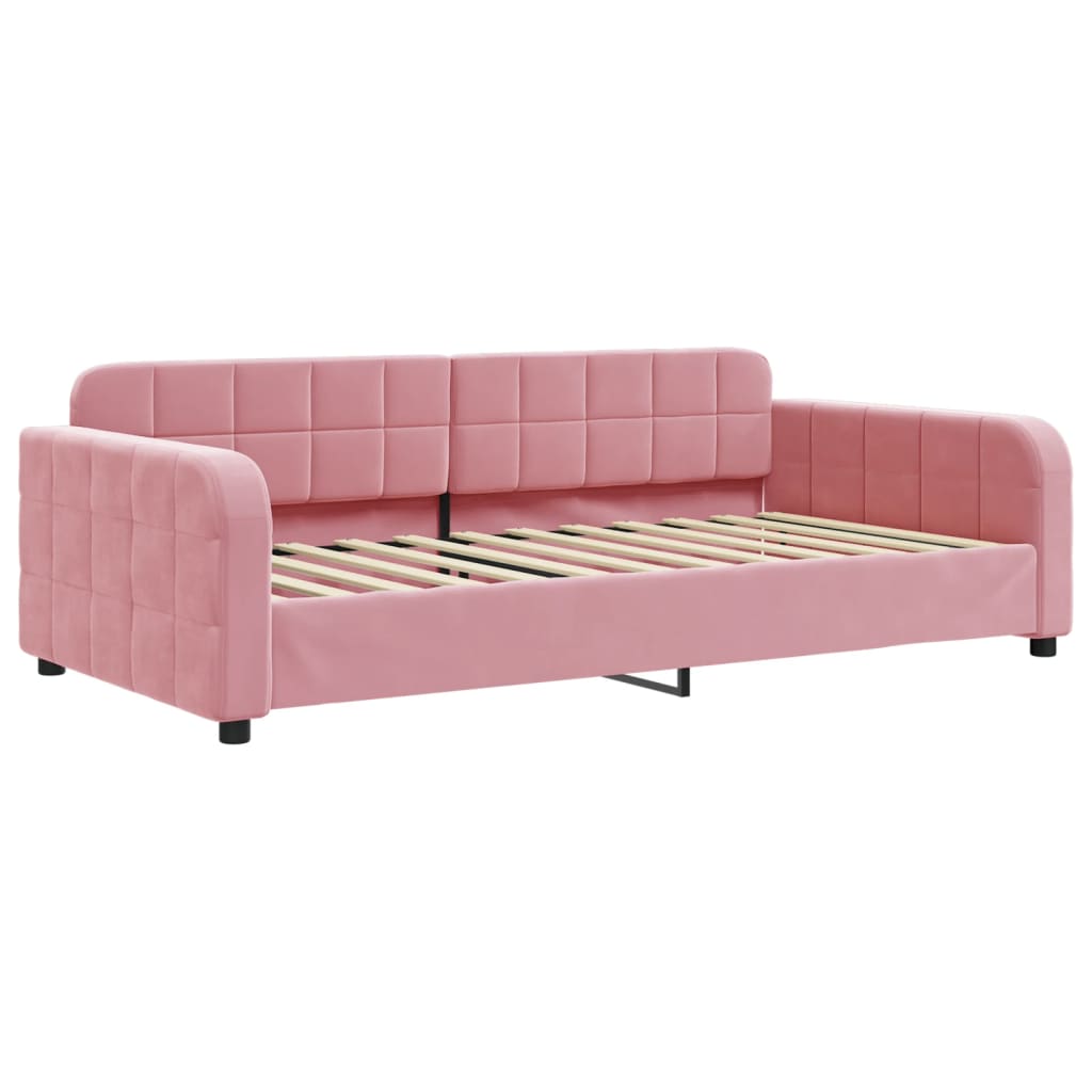 Divano Letto Estraibile con Cassetti Rosa 100x200 cm Velluto - homemem39