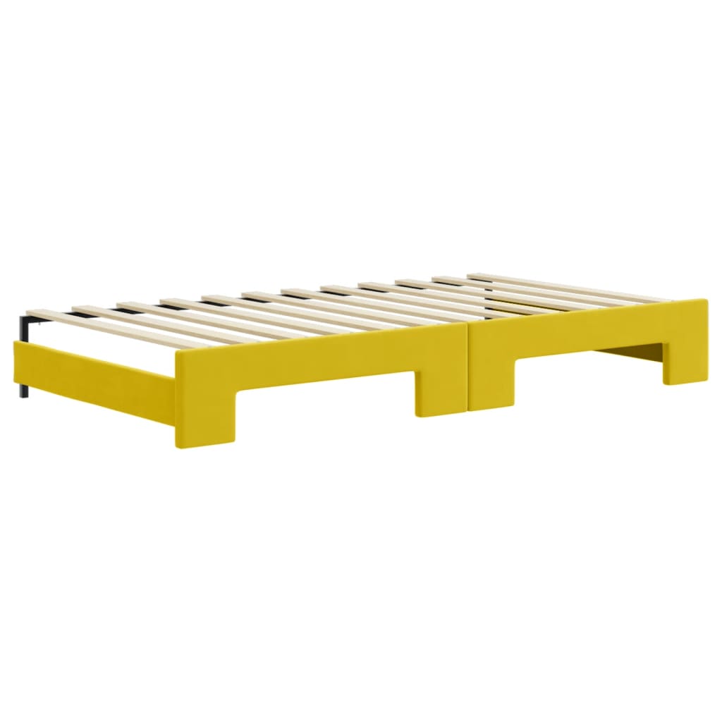 Divano Letto Estraibile con Cassetti Giallo 100x200cm Velluto - homemem39