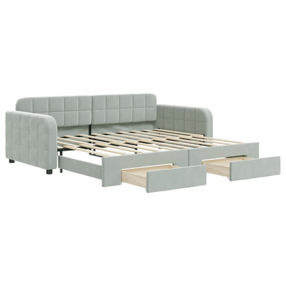 Divano Letto Estraibile Cassetti Grigio Chiaro 90x190cm Velluto - homemem39