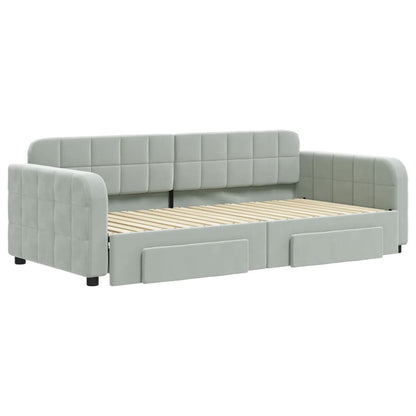 Divano Letto Estraibile Cassetti Grigio Chiaro 90x190cm Velluto - homemem39