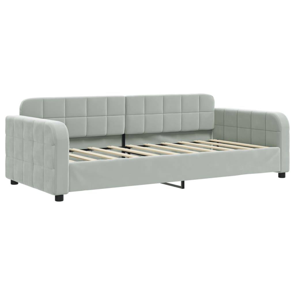 Divano Letto Estraibile Cassetti Grigio Chiaro 90x190cm Velluto - homemem39