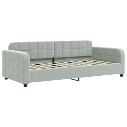Divano Letto Estraibile Cassetti Grigio Chiaro 90x190cm Velluto - homemem39