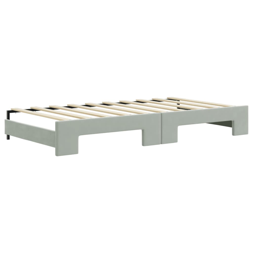 Divano Letto Estraibile Cassetti Grigio Chiaro 90x190cm Velluto - homemem39
