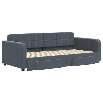 Divano Letto Estraibile Cassetti Grigio Scuro 90x190cm Velluto - homemem39