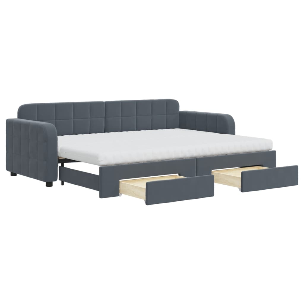 Divano Letto Estraibile Cassetti Grigio Scuro 80x200cm Velluto - homemem39