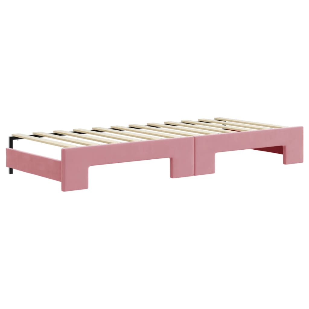 Divano Letto Estraibile con Cassetti Rosa 80x200 cm Velluto - homemem39